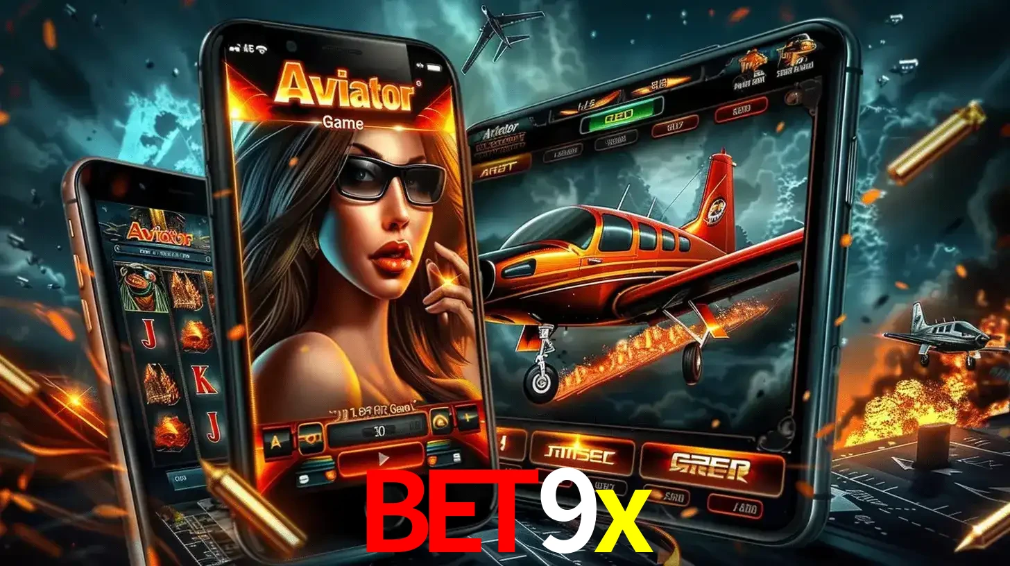 O popular jogo de apostas Aviator exibido em vários celulares e tablets, mostrando a interface emocionante e a ação de voo disponíveis para jogar agora no bet9x.