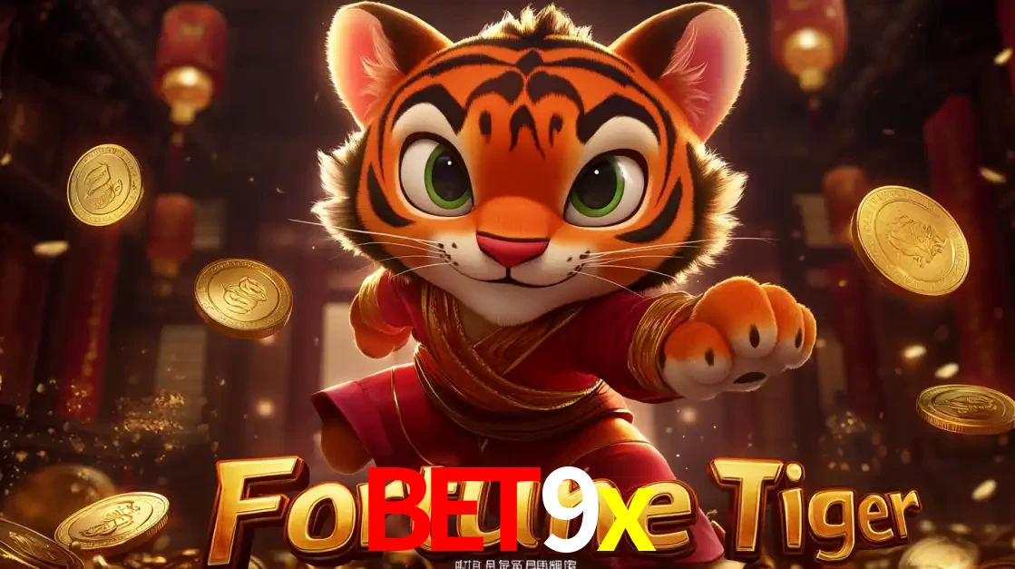 O carismático mascote do jogo de slot Fortune Tiger, um tigre fofo em pose de artes marciais, pronto para trazer sorte e multiplicadores de ganhos no cassino online bet9x.