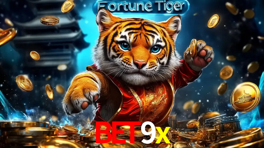 Imagem promocional do jogo de slot Fortune Tiger, com um tigre majestoso em traje tradicional cercado por uma fortuna em moedas de ouro, disponível agora no cassino bet9x.