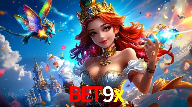 A princesa de um reino de fantasia mágico, com seu pequeno dragão, apresentando um mundo de prêmios encantados nos jogos de caça-níqueis do cassino bet9x.